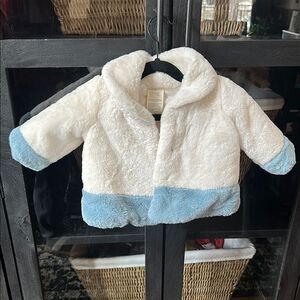 Cozy White and Blue Baby Jacket